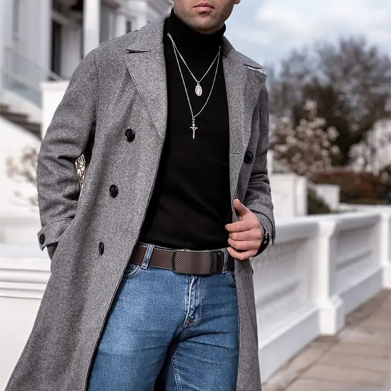 Men's Brown Leather Belt with Black Buckle — feature 3