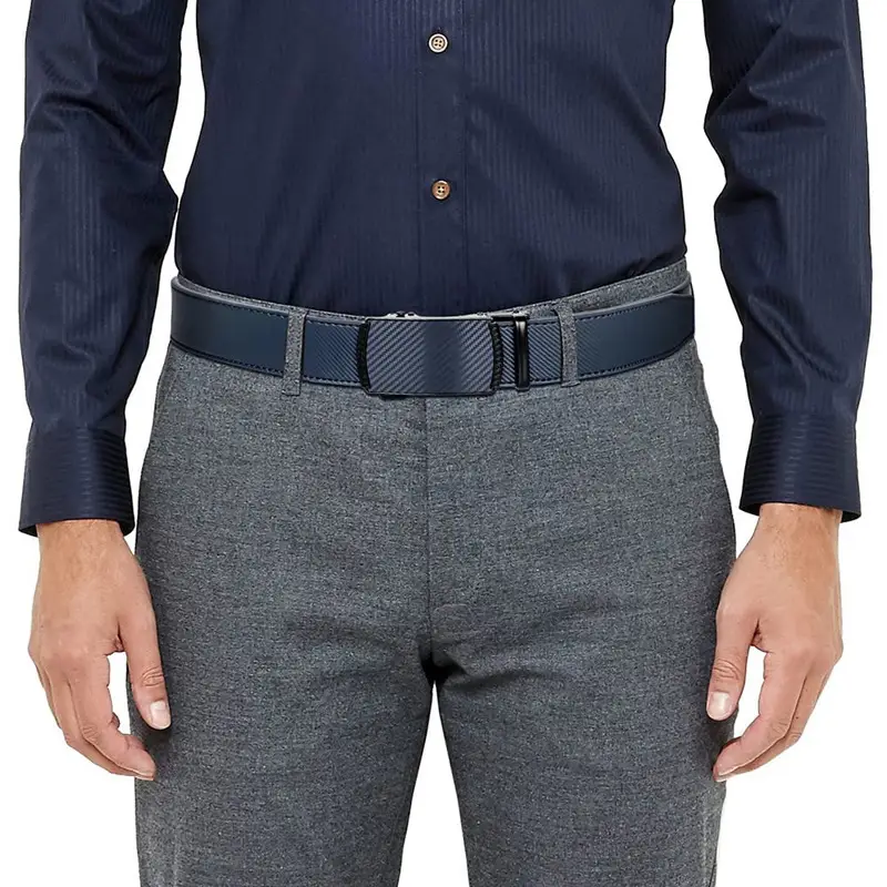 Men's Brown Leather Belt with Black Buckle — feature 5