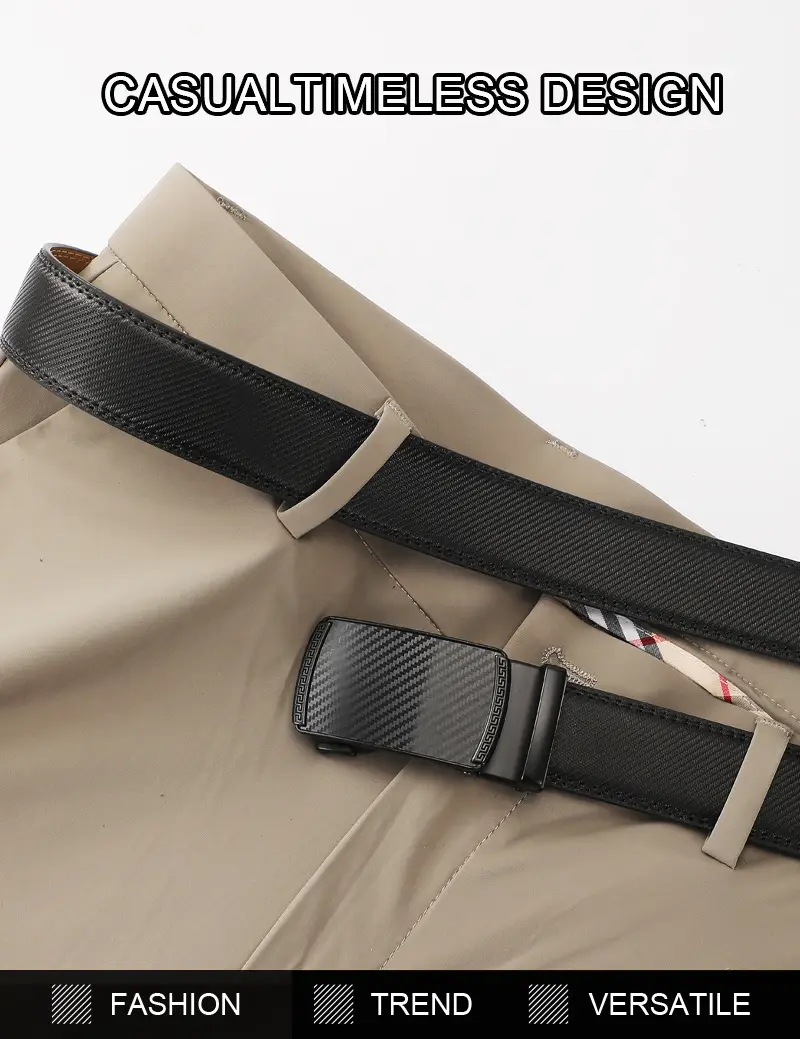 Men's Brown Leather Belt with Black Buckle — feature 6