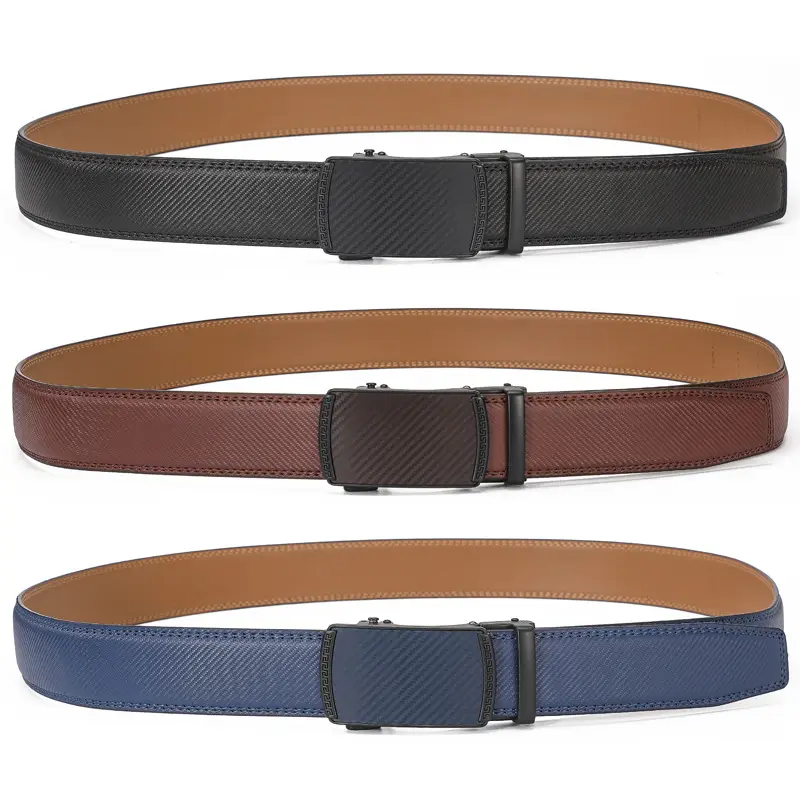 Men's Brown Leather Belt with Black Buckle — feature 8