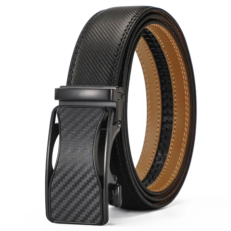 Men's Brown Leather Belt with Black Buckle - Image 7