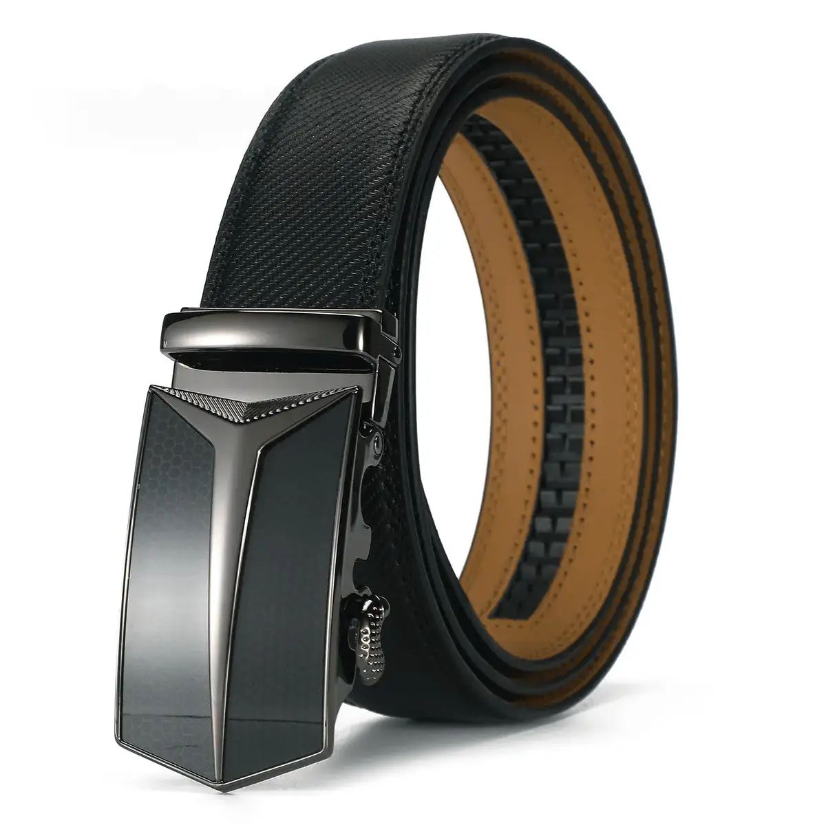 Men's Brown Leather Belt with Black Buckle - Image 8