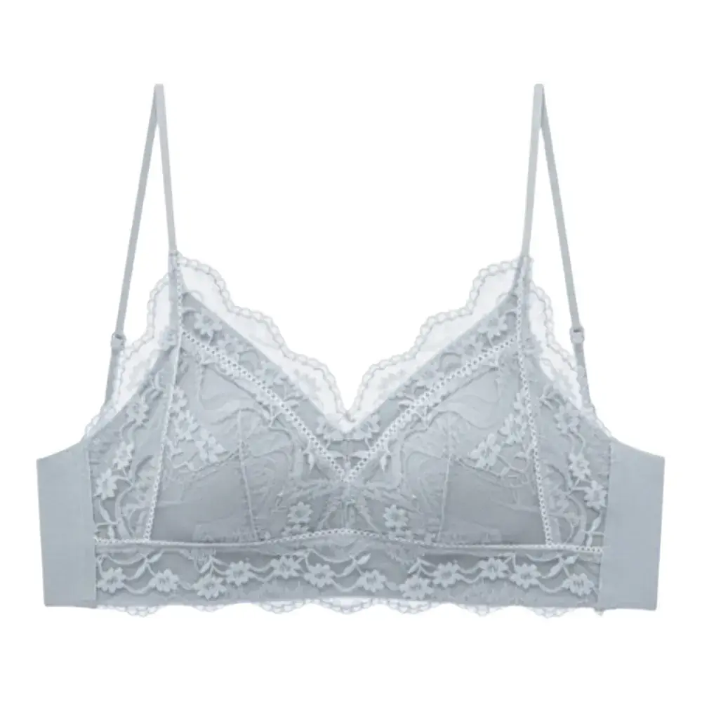 Lace Triangle Cup Bra White Black Pink French Style - Image 16