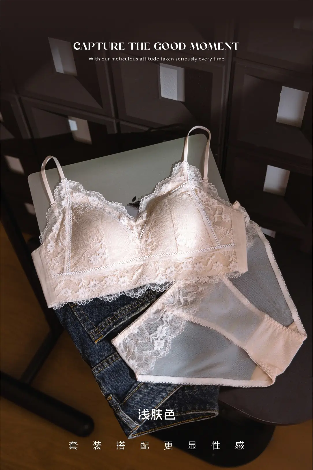 Lace Triangle Cup Bra White Black Pink French Style — feature 11