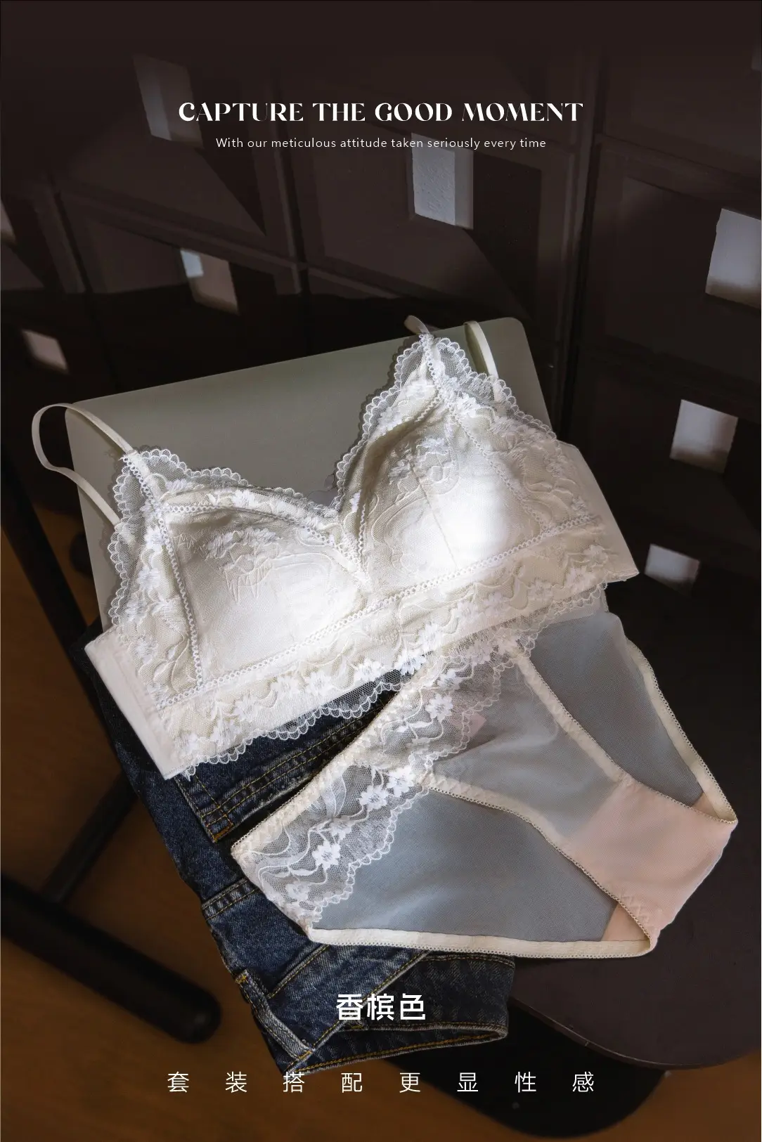 Lace Triangle Cup Bra White Black Pink French Style — feature 14