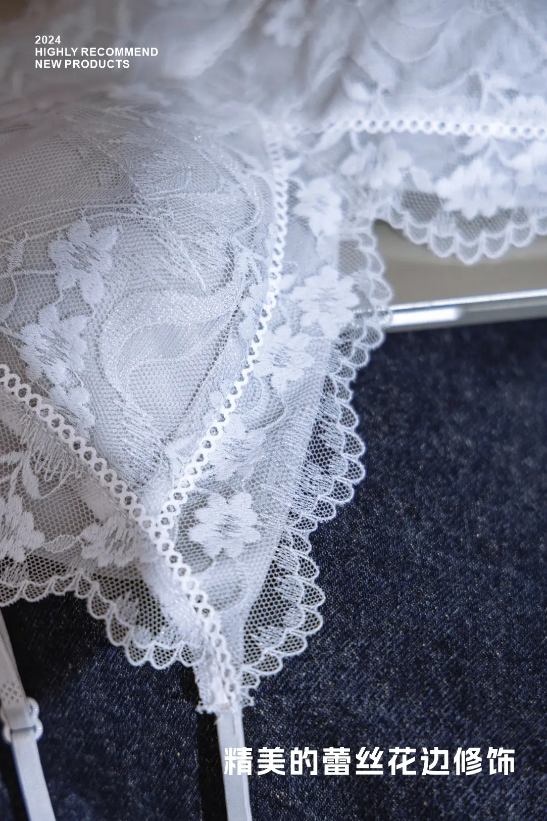 Lace Triangle Cup Bra White Black Pink French Style — feature 19