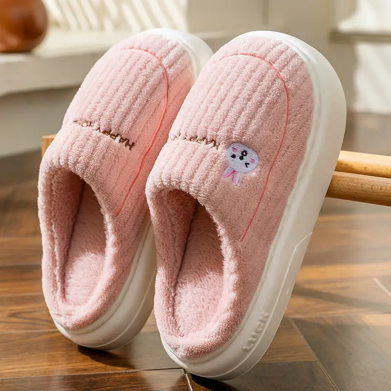 Fleece-Lined Cotton Slippers for Women, Winter 2026 New Model, Indoor Home Fleece-Lined Warm Plush Slippers for Men, Couple's Style