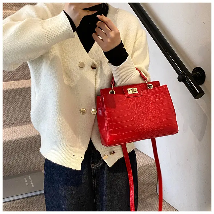 Brown Croc Leather Shoulder Bag for Women — feature 12