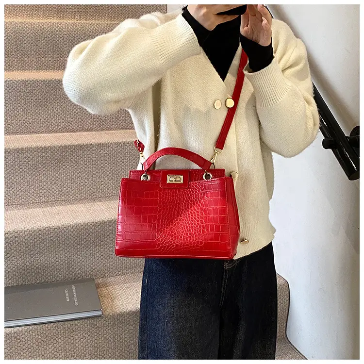 Brown Croc Leather Shoulder Bag for Women — feature 14