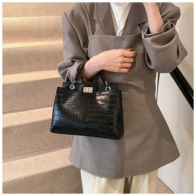 Brown Croc Leather Shoulder Bag for Women — feature 15