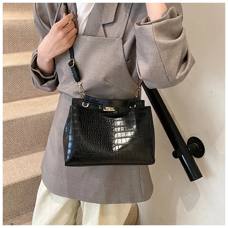 Brown Croc Leather Shoulder Bag for Women — feature 16