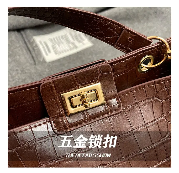 Brown Croc Leather Shoulder Bag for Women — feature 7