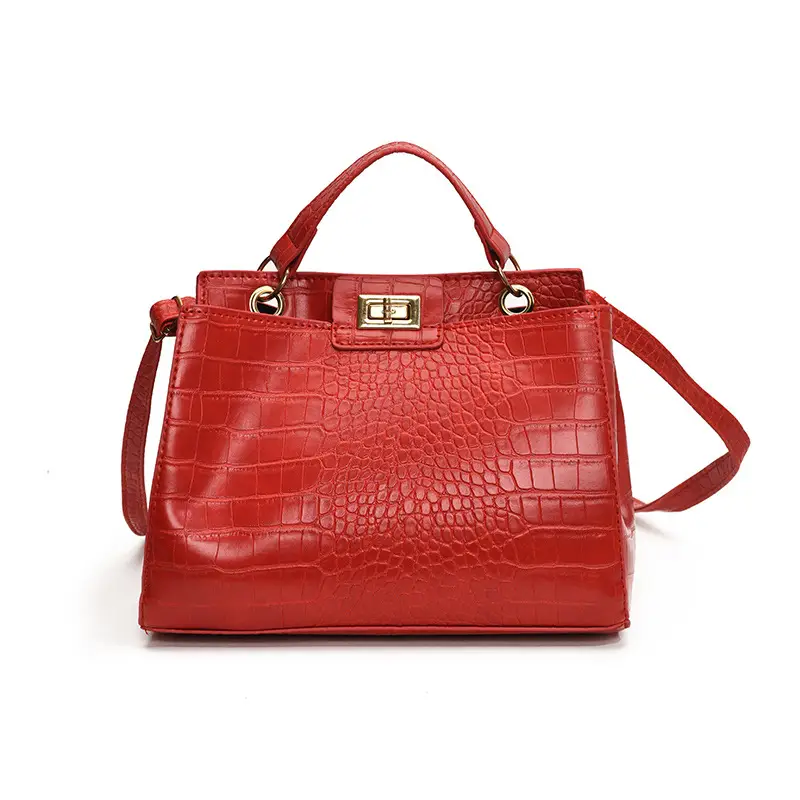 Brown Croc Leather Shoulder Bag for Women - Image 2