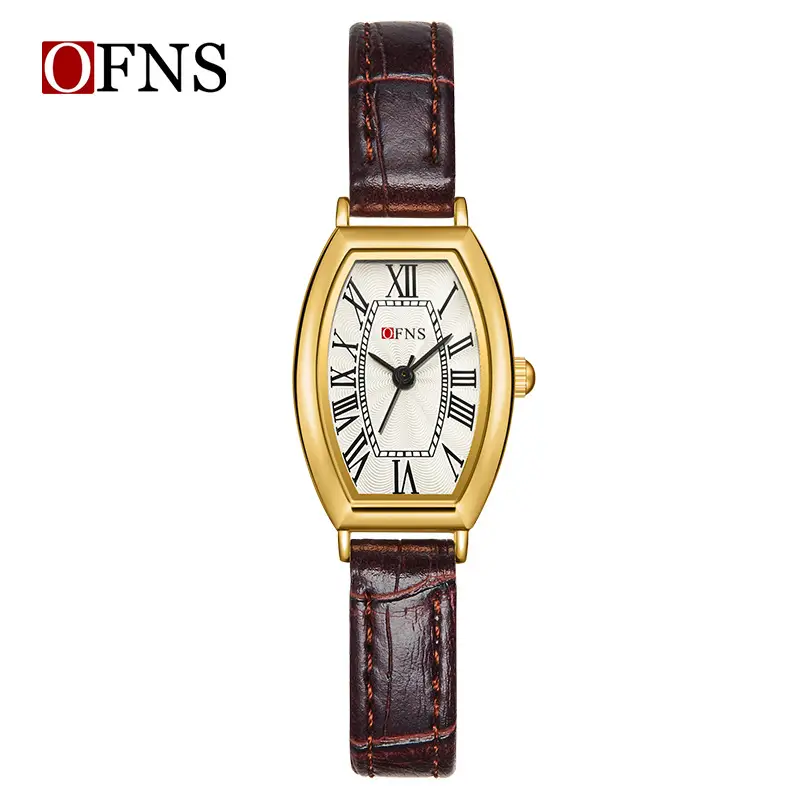 Women's Gold Roman Dial Quartz Watch with Leather Strap - Image 6
