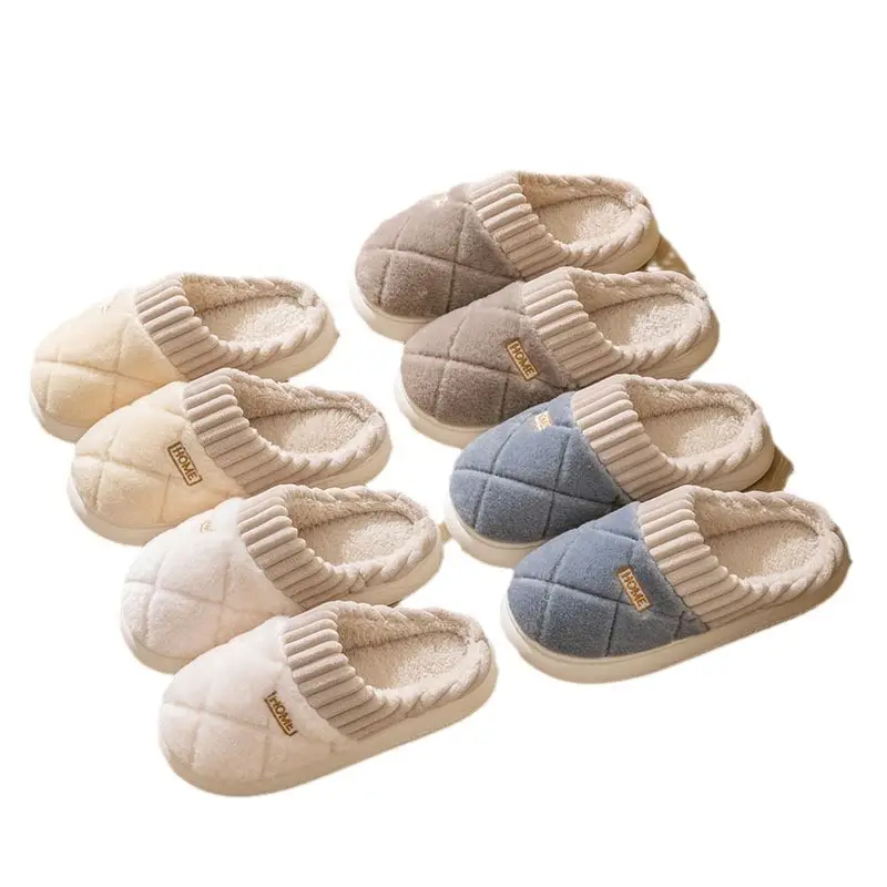New fleece-lined thickened cotton slippers ladies autumn and winter home warm non-slip couple floor wool slippers wear wholesale - Image 10