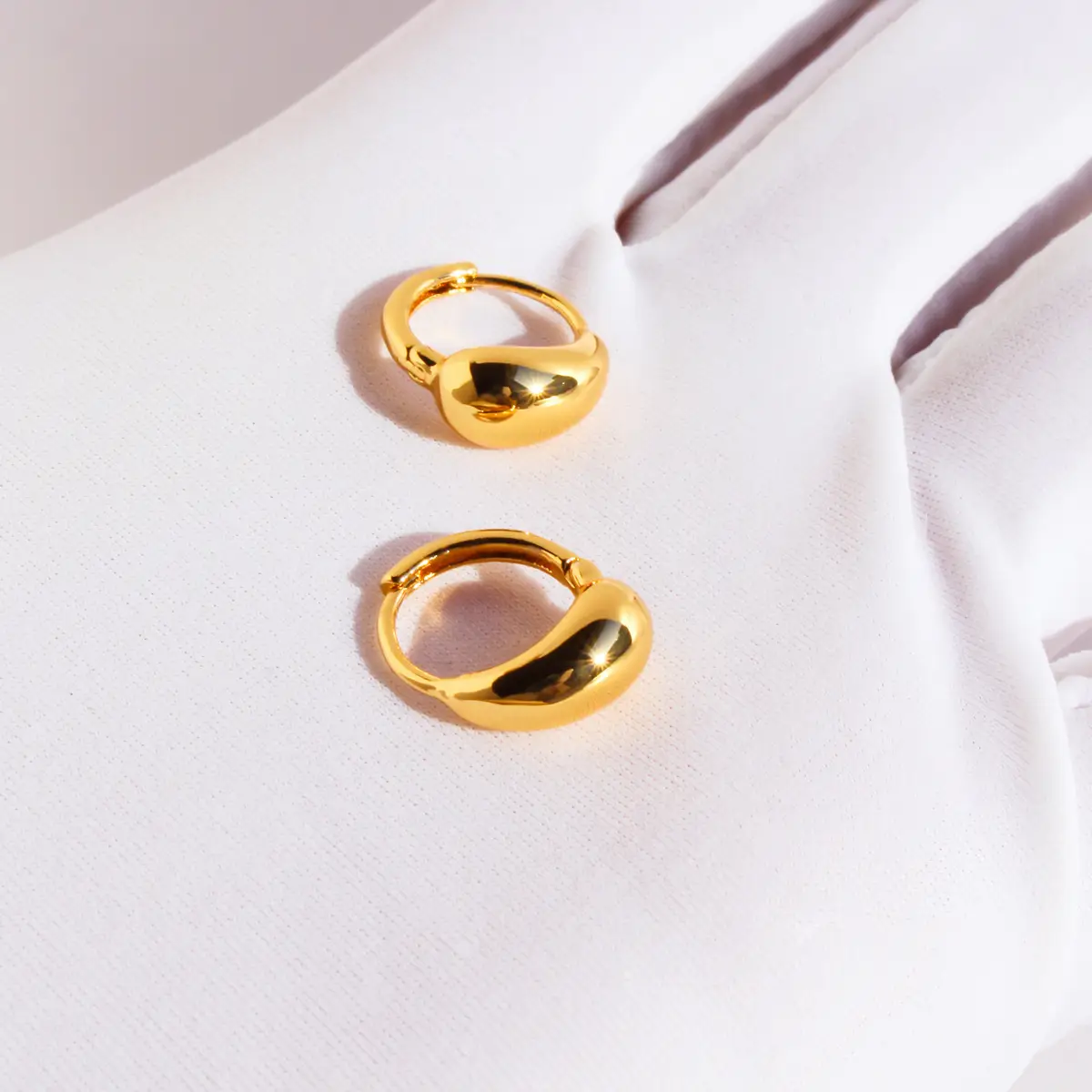 Water Drop Hoop Earrings for Women Compact Gold - Image 6