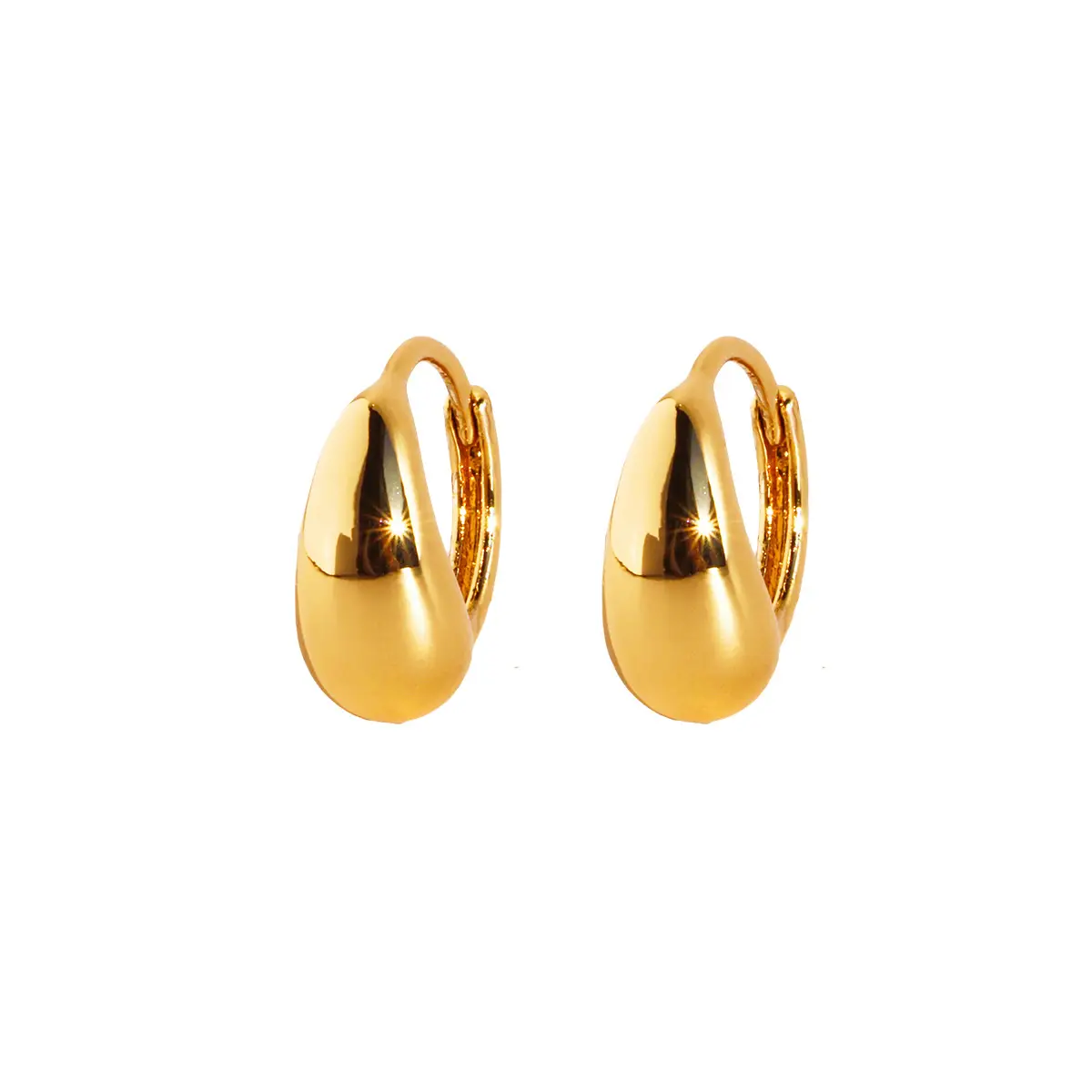 Water Drop Hoop Earrings for Women Compact Gold - Image 7