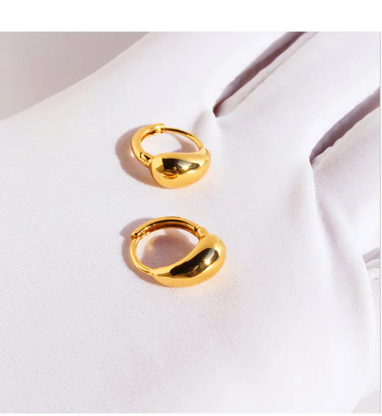 Water Drop Hoop Earrings for Women Compact Gold — feature 6