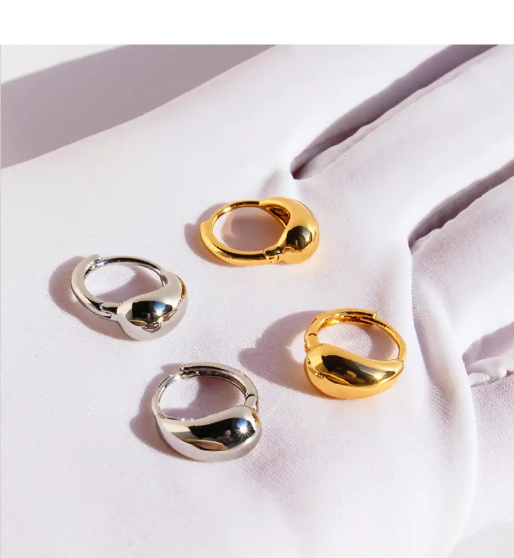 Water Drop Hoop Earrings for Women Compact Gold — feature 7