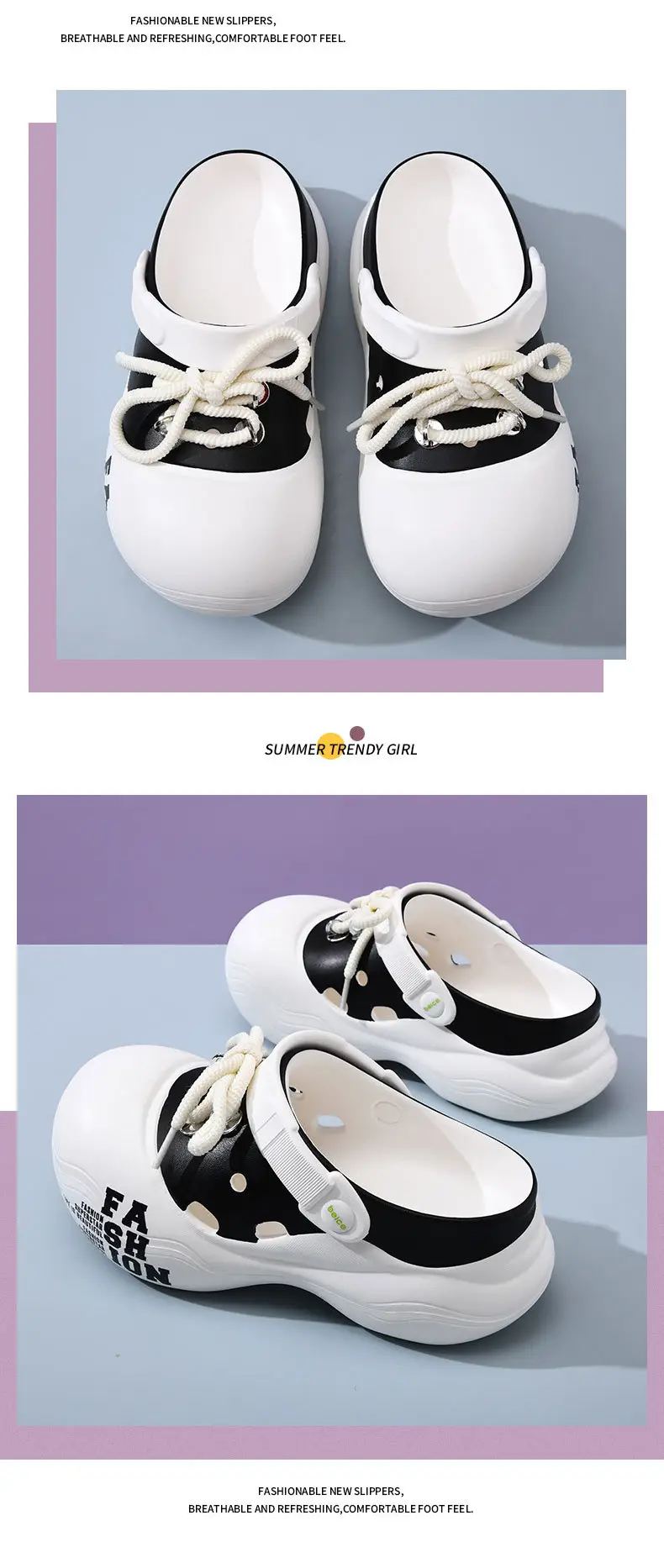 Women's slippers summer baotou shoelaces with outerwear girls beach shoes eva sandals wholesale — feature 10