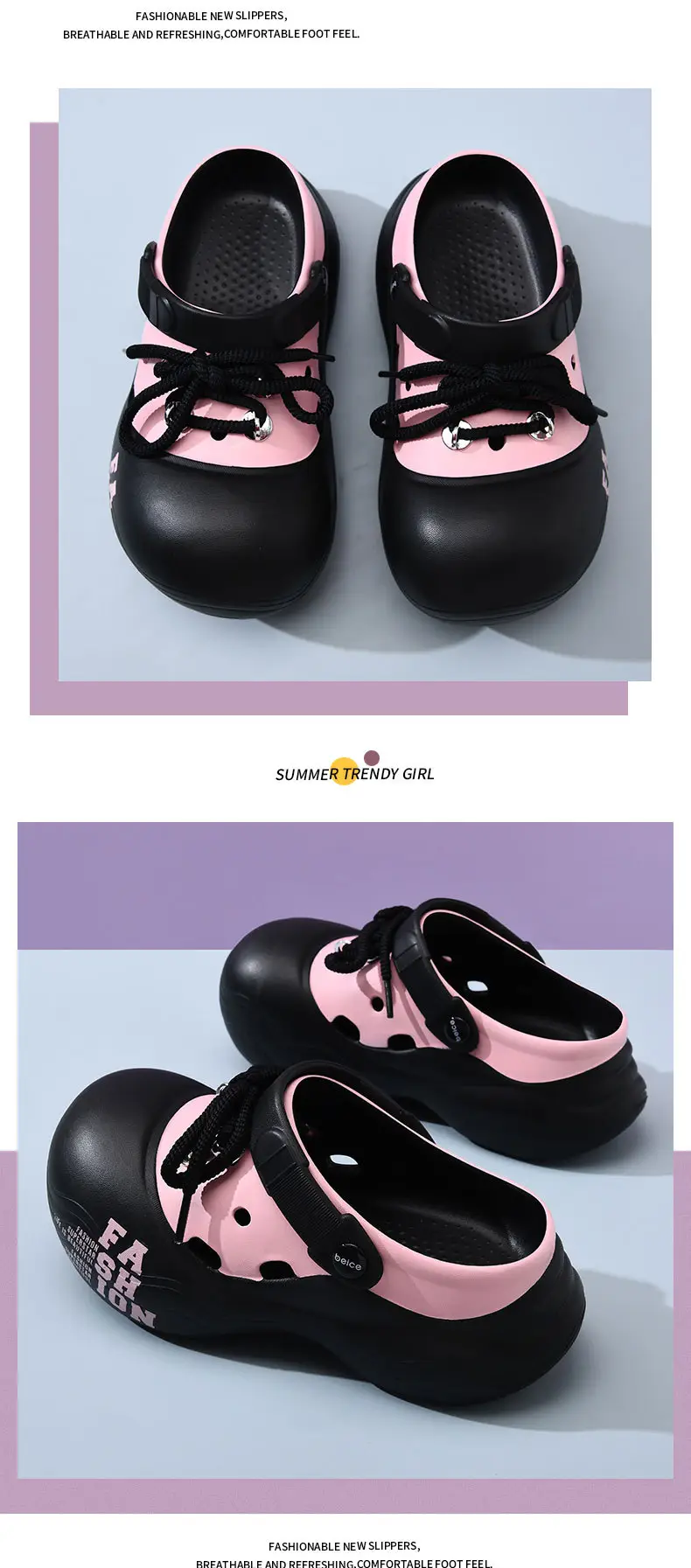 Women's slippers summer baotou shoelaces with outerwear girls beach shoes eva sandals wholesale — feature 13