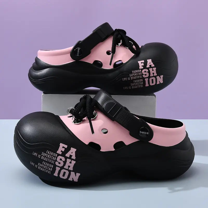 Women's slippers summer baotou shoelaces with outerwear girls beach shoes eva sandals wholesale - Image 3