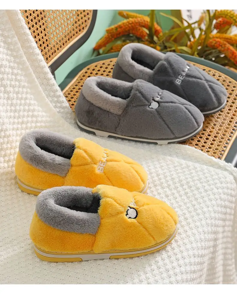 Women's Cotton Slippers for Winter Home Use, Indoor Plush Non-Slip Warm Slippers for Couples, Winter Closed-Back Cotton Shoes, Plush Men's Slippers — feature 15