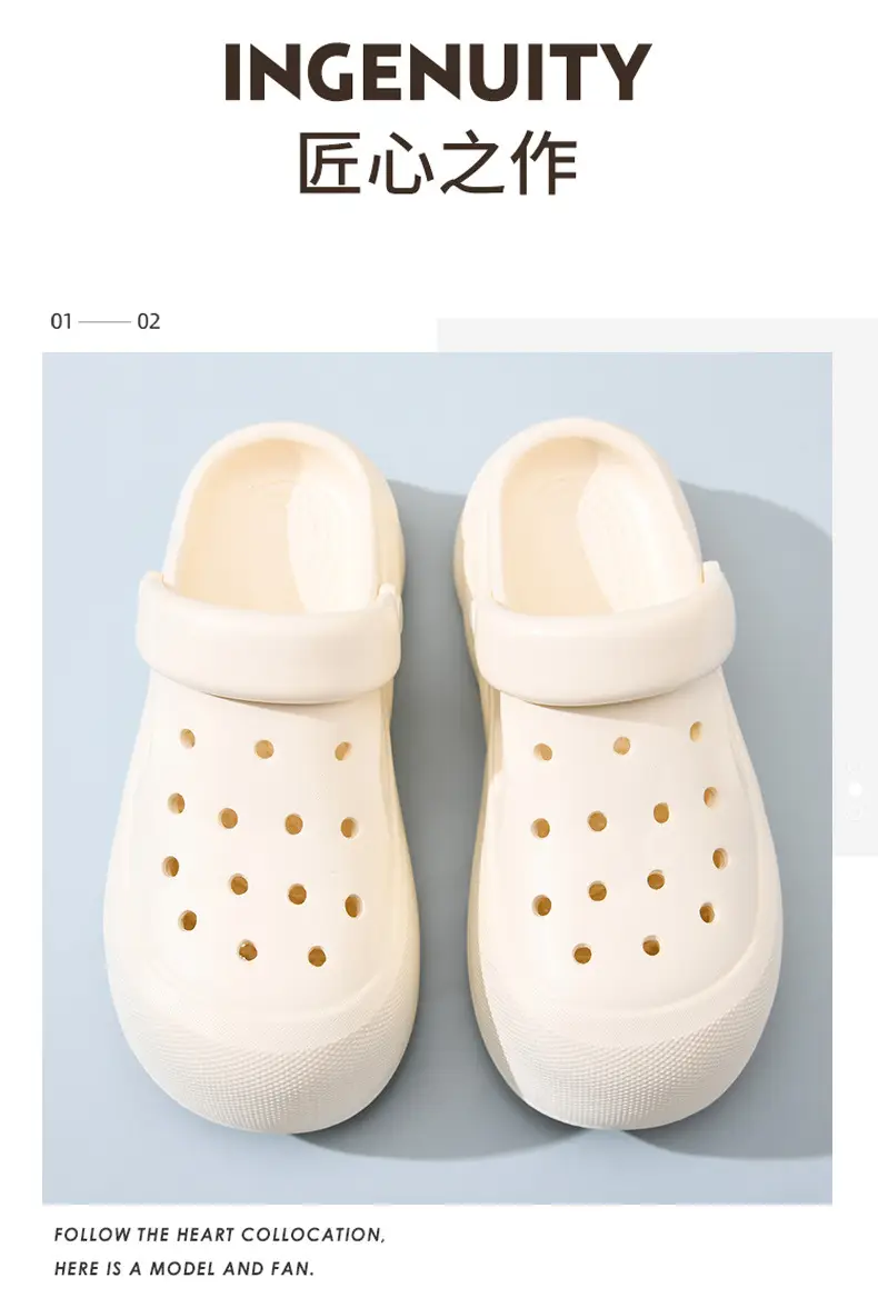 Hole Shoes Women's Summer Outer Wear Beach Non-stinky Feet Covered Toe Slippers EVA All-match Wear-resistant Non-slip High-end Sandals — feature 8