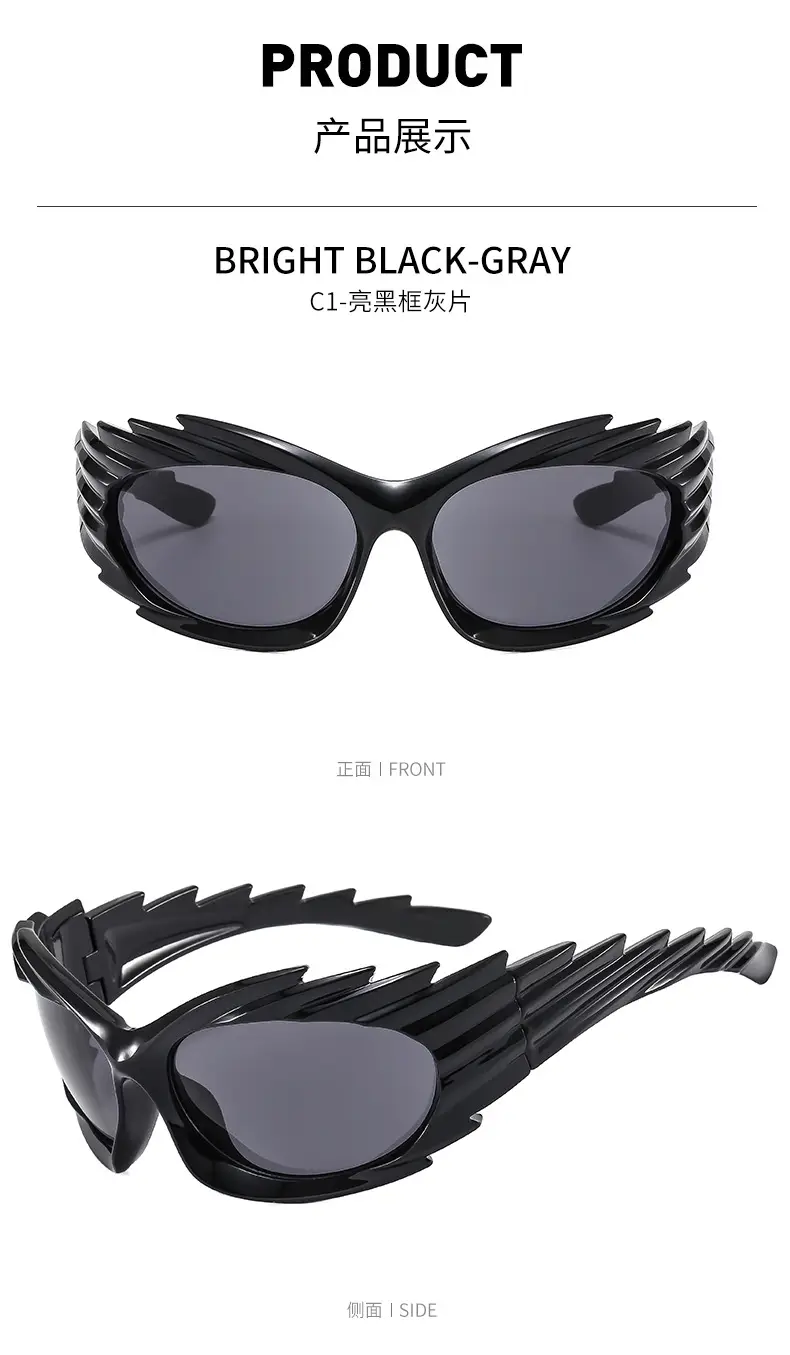 Cross-border Barbed Hedgehog Sunglasses Y2k European and American Personalized Wings Riding Sunglasses Ins Trendy Sunshade Glasses for Men and Women — feature 11
