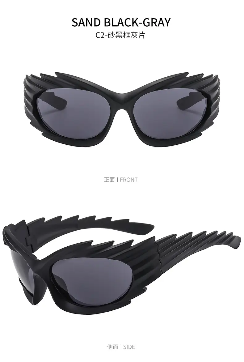 Cross-border Barbed Hedgehog Sunglasses Y2k European and American Personalized Wings Riding Sunglasses Ins Trendy Sunshade Glasses for Men and Women — feature 12