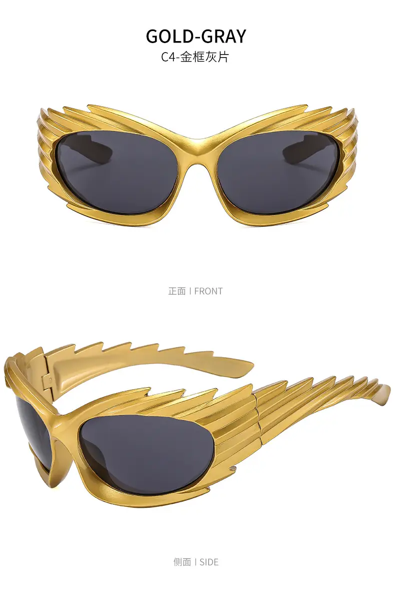 Cross-border Barbed Hedgehog Sunglasses Y2k European and American Personalized Wings Riding Sunglasses Ins Trendy Sunshade Glasses for Men and Women — feature 14