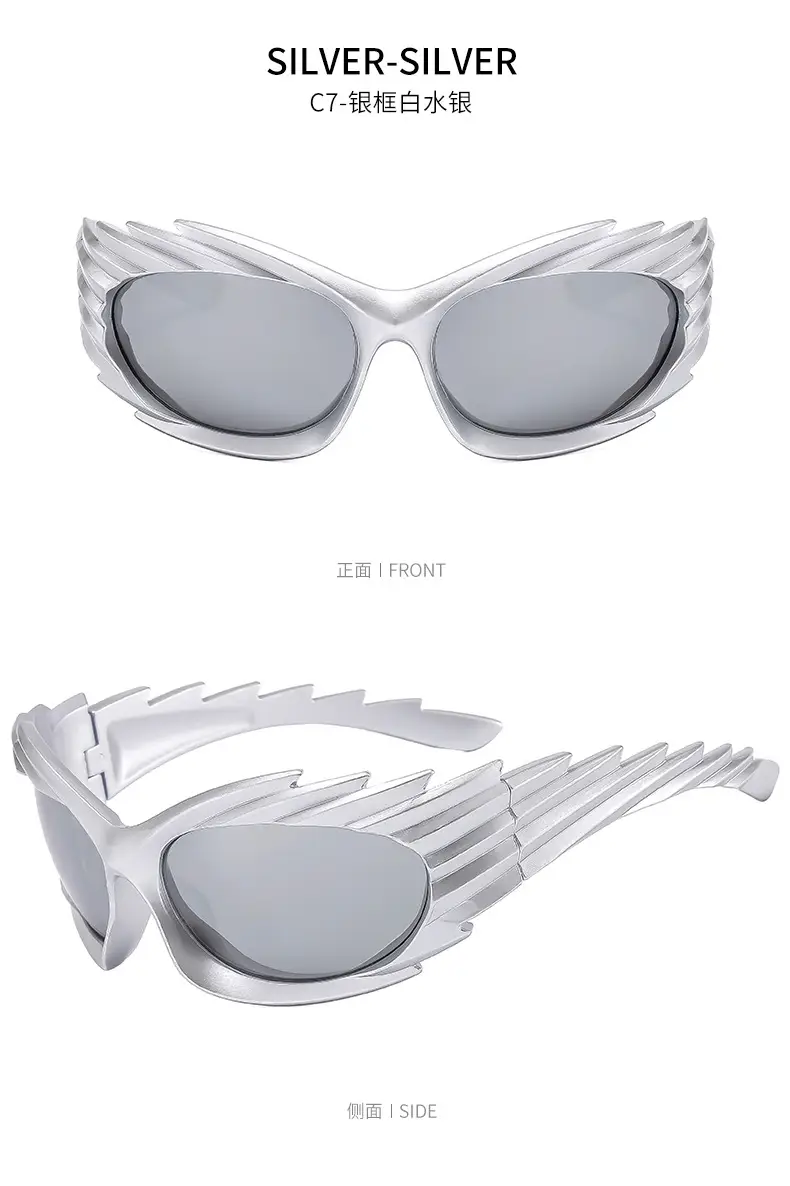 Cross-border Barbed Hedgehog Sunglasses Y2k European and American Personalized Wings Riding Sunglasses Ins Trendy Sunshade Glasses for Men and Women — feature 17
