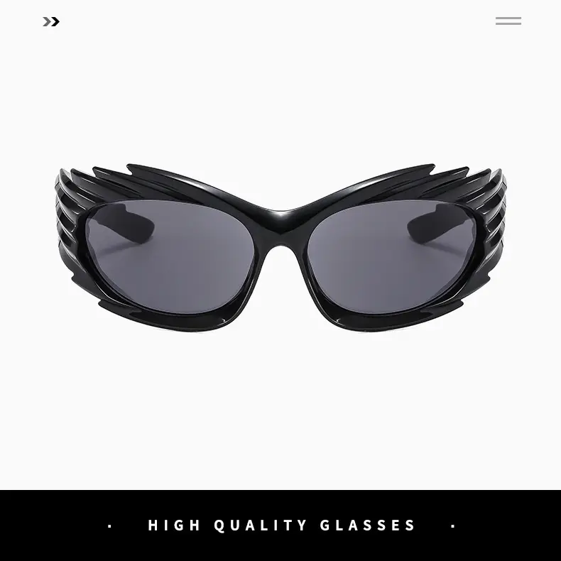 Cross-border Barbed Hedgehog Sunglasses Y2k European and American Personalized Wings Riding Sunglasses Ins Trendy Sunshade Glasses for Men and Women — feature 4