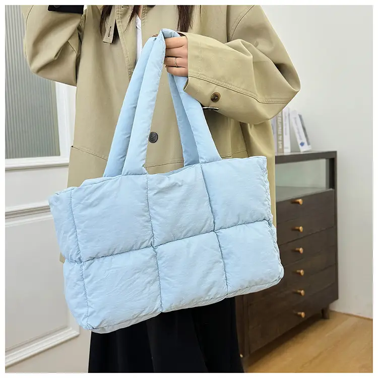 Women Cotton Puffer Shoulder Bag Cream 2024 — feature 12