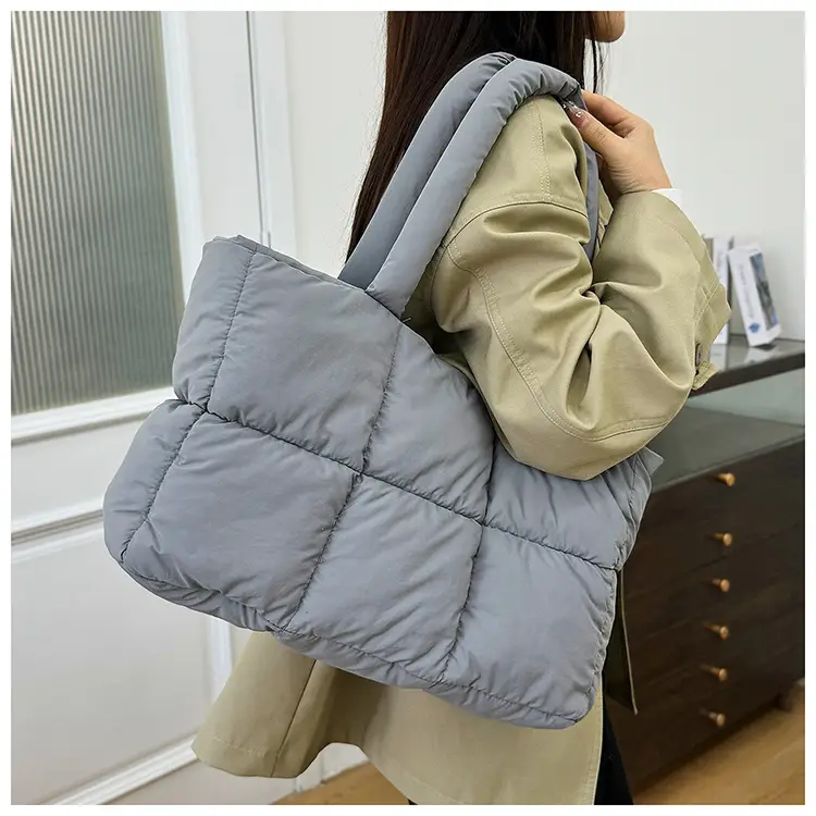 Women Cotton Puffer Shoulder Bag Cream 2024 — feature 13