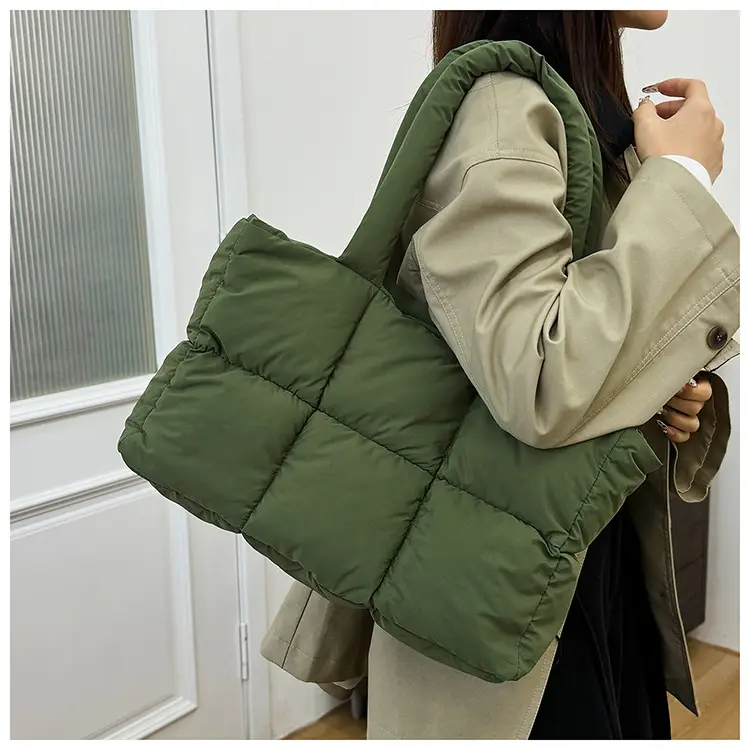 Women Cotton Puffer Shoulder Bag Cream 2024 — feature 14