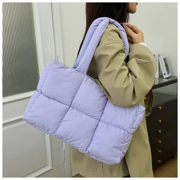 Women Cotton Puffer Shoulder Bag Cream 2024 — feature 15