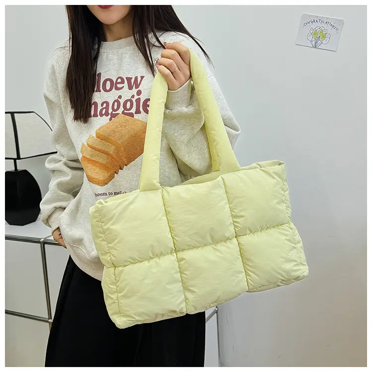 Women Cotton Puffer Shoulder Bag Cream 2024 — feature 18