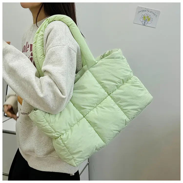 Women Cotton Puffer Shoulder Bag Cream 2024 — feature 20