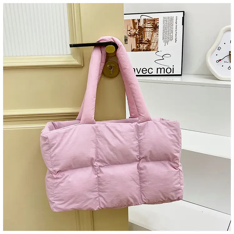Women Cotton Puffer Shoulder Bag Cream 2024 — feature 21