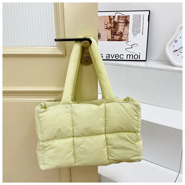 Women Cotton Puffer Shoulder Bag Cream 2024 — feature 22