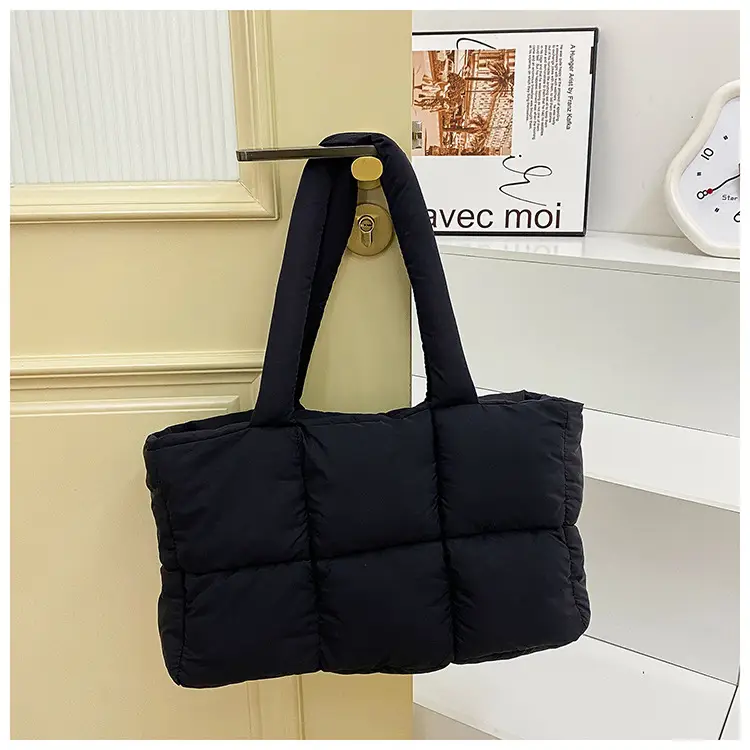 Women Cotton Puffer Shoulder Bag Cream 2024 — feature 23
