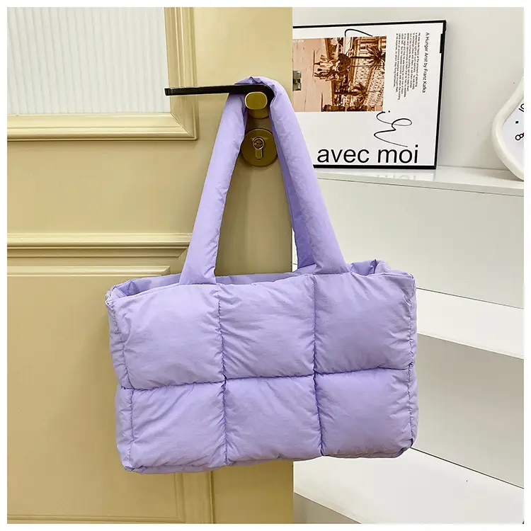 Women Cotton Puffer Shoulder Bag Cream 2024 — feature 24