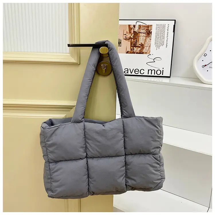 Women Cotton Puffer Shoulder Bag Cream 2024 — feature 25