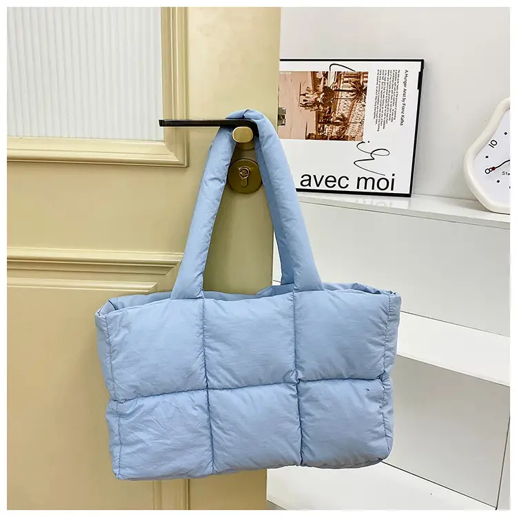 Women Cotton Puffer Shoulder Bag Cream 2024 — feature 27