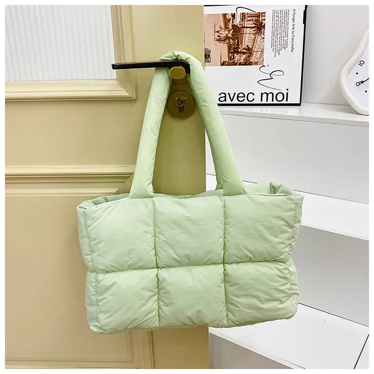 Women Cotton Puffer Shoulder Bag Cream 2024 — feature 29
