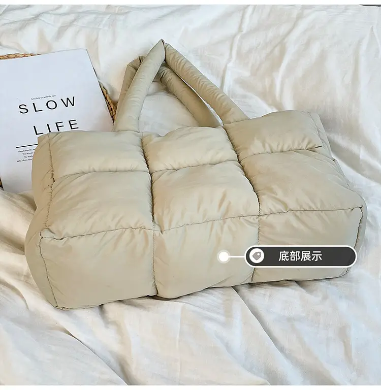 Women Cotton Puffer Shoulder Bag Cream 2024 — feature 8