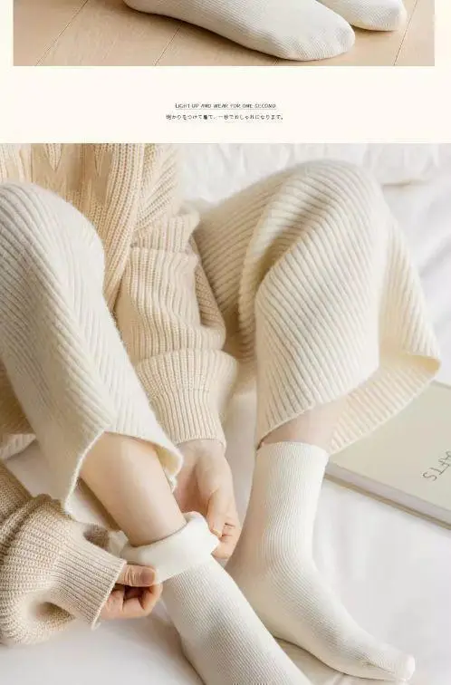 Warm Earth-Tone Snow Socks, Zhuji Socks Wholesale, Women's Winter Fleece-Lined Thick Seamless Mid-Calf Socks, Thick Socks — feature 18