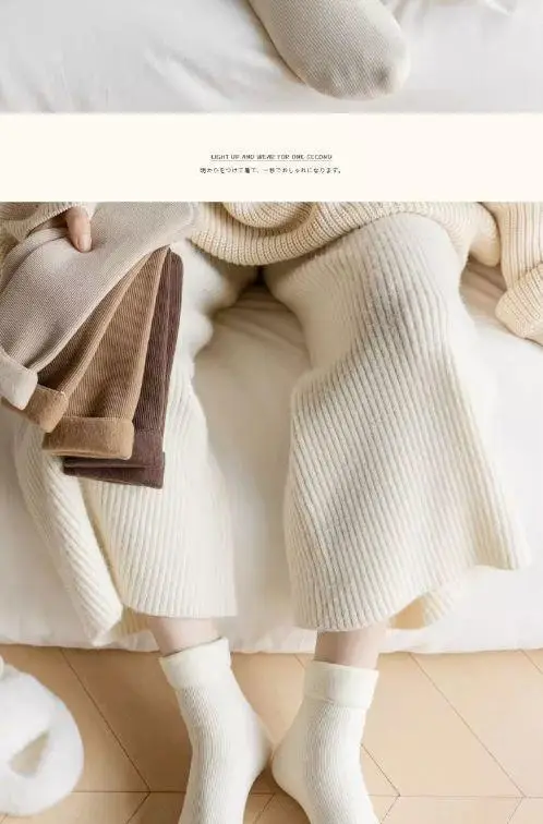 Warm Earth-Tone Snow Socks, Zhuji Socks Wholesale, Women's Winter Fleece-Lined Thick Seamless Mid-Calf Socks, Thick Socks — feature 19