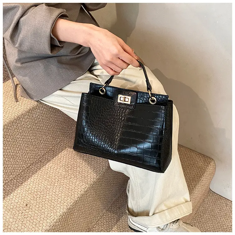 Brown Croc-Textured Shoulder Bag for Women 2026 — feature 19